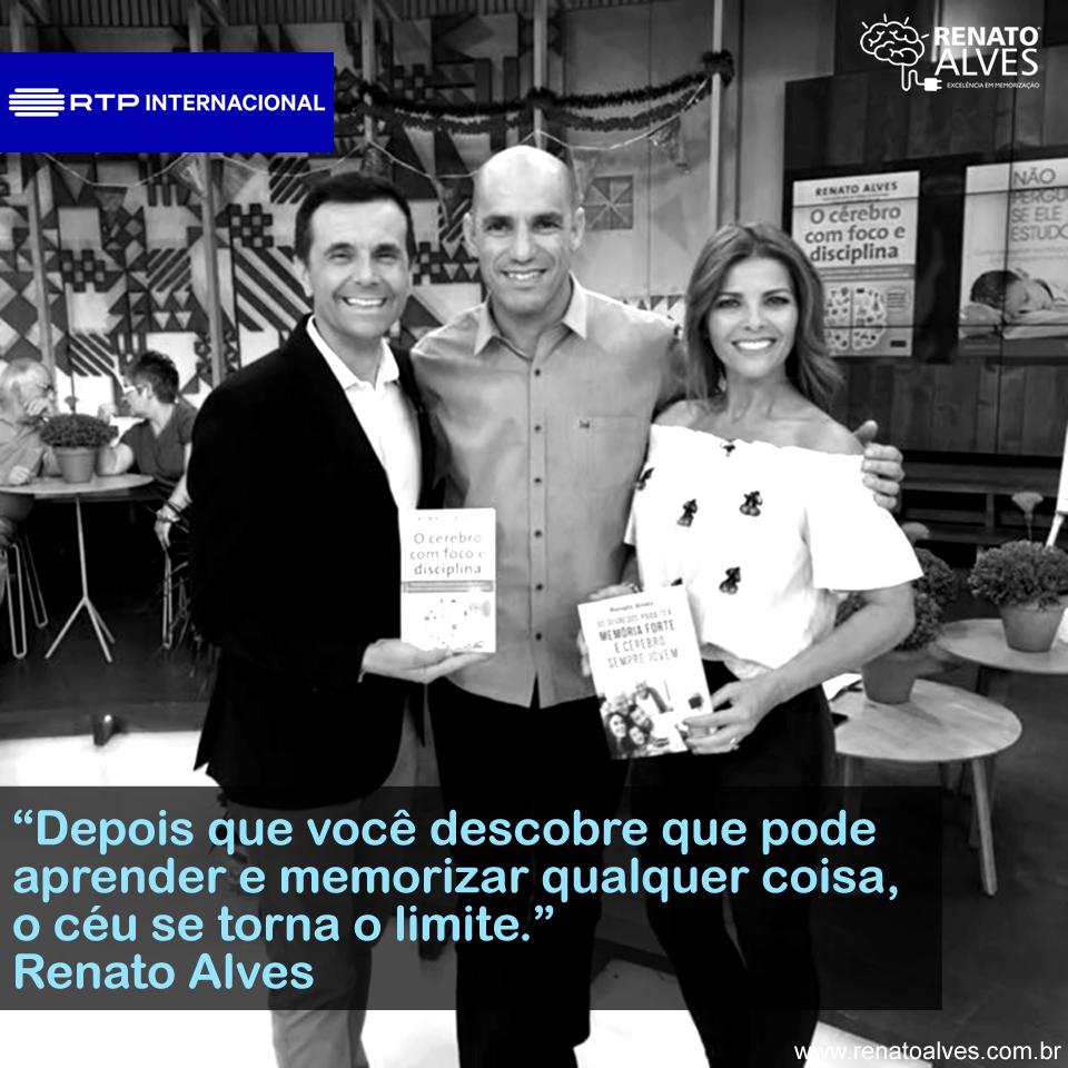 Renato Alves na RTP de Portugal com os apresentadores Manuel Luís Goucha e Sonia Araújo